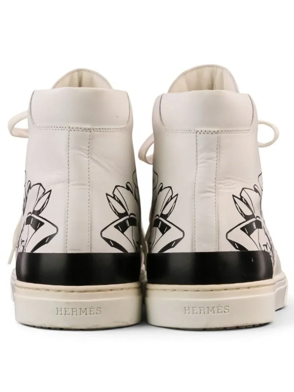 Hermes District Leather High Cut Sneakers White